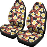 Black Fried Egg And Bacon Pattern Print Universal Fit Car Seat Covers 102422