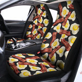 Black Fried Egg And Bacon Pattern Print Universal Fit Car Seat Covers 102422