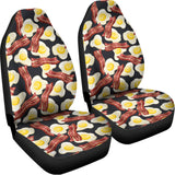 Black Fried Egg And Bacon Pattern Print Universal Fit Car Seat Covers 102422