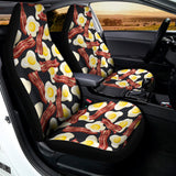 Black Fried Egg And Bacon Pattern Print Universal Fit Car Seat Covers 102422