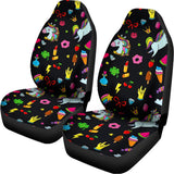 Black Girly Unicorn Pattern Print Universal Fit Car Seat Covers 102422