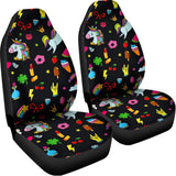 Black Girly Unicorn Pattern Print Universal Fit Car Seat Covers 102422