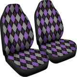 Black Grey And Purple Argyle Print Universal Fit Car Seat Covers 102422