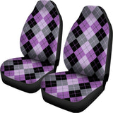 Black Grey And Violet Argyle Print Universal Fit Car Seat Covers 102422