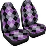 Black Grey And Violet Argyle Print Universal Fit Car Seat Covers 102422