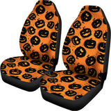 Black Halloween Pumpkin Pattern Print Universal Fit Car Seat Covers 102422