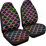 Black Mermaid Scales Pattern Print Universal Fit Car Seat Covers 102422
