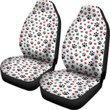 Black Paw And Heart Pattern Print Universal Fit Car Seat Covers 102422