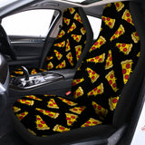 Black Pizza Pattern Print Universal Fit Car Seat Covers 102422