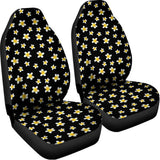 Black Plumeria Flower Pattern Print Universal Fit Car Seat Covers 102422