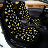 Black Plumeria Flower Pattern Print Universal Fit Car Seat Covers 102422