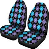 Black Purple And Blue Argyle Print Universal Fit Car Seat Covers 102422