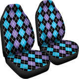 Black Purple And Blue Argyle Print Universal Fit Car Seat Covers 102422
