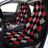 Black Red And Grey Argyle Pattern Print Universal Fit Car Seat Covers 102422