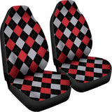 Black Red And Grey Argyle Pattern Print Universal Fit Car Seat Covers 102422