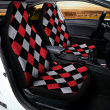 Black Red And Grey Argyle Pattern Print Universal Fit Car Seat Covers 102422