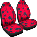 Black Red Palm Tree Pattern Print Universal Fit Car Seat Covers 102422