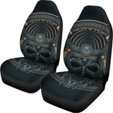 Black Samurai Mask Print Universal Fit Car Seat Covers 102422