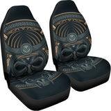 Black Samurai Mask Print Universal Fit Car Seat Covers 102422