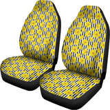 Black Striped Daffodil Pattern Print Universal Fit Car Seat Covers 102422