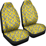 Black Striped Daffodil Pattern Print Universal Fit Car Seat Covers 102422