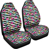 Black Striped Ice Cream Pattern Print Universal Fit Car Seat Covers 102422