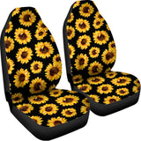 Black Sunflower Pattern Print Universal Fit Car Seat Covers 102422