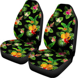 Black Tropical Hawaiian Pattern Print Universal Fit Car Seat Covers 102422
