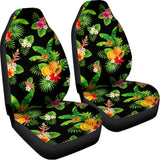 Black Tropical Hawaiian Pattern Print Universal Fit Car Seat Covers 102422
