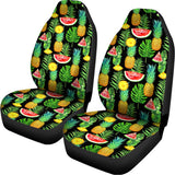 Black Tropical Pineapple Pattern Print Universal Fit Car Seat Covers 102422