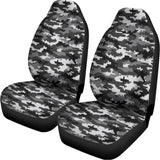 Black White And Grey Digital Camo Print Universal Fit Car Seat Covers 102422