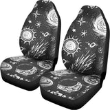 Black White Galaxy Outer Space Print Universal Fit Car Seat Covers 102422