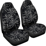 Black White Palm Tree Pattern Print Universal Fit Car Seat Covers 102422