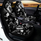 Black White Rose Floral Pattern Print Universal Fit Car Seat Covers 102422
