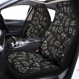 Black White Surfing Pattern Print Universal Fit Car Seat Covers 102422