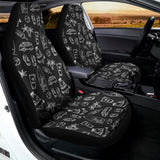 Black White Surfing Pattern Print Universal Fit Car Seat Covers 102422