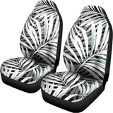 Black White Tropical Leaf Pattern Print Universal Fit Car Seat Covers 102422