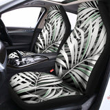 Black White Tropical Leaf Pattern Print Universal Fit Car Seat Covers 102422