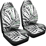 Black White Tropical Leaf Pattern Print Universal Fit Car Seat Covers 102422