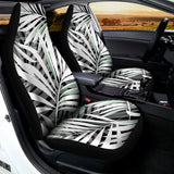 Black White Tropical Leaf Pattern Print Universal Fit Car Seat Covers 102422