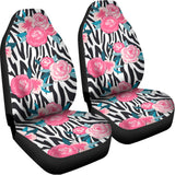 Black White Zebra Floral Pattern Print Universal Fit Car Seat Covers 102422