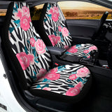 Black White Zebra Floral Pattern Print Universal Fit Car Seat Covers 102422