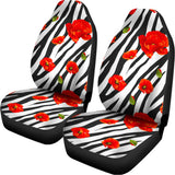 Black White Zebra Flower Pattern Print Universal Fit Car Seat Covers 102422