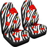 Black White Zebra Flower Pattern Print Universal Fit Car Seat Covers 102422