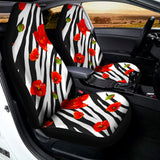 Black White Zebra Flower Pattern Print Universal Fit Car Seat Covers 102422
