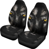 Black Wolf Portrait Print Universal Fit Car Seat Covers 102422