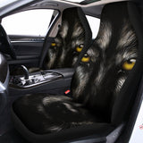 Black Wolf Portrait Print Universal Fit Car Seat Covers 102422