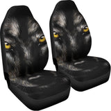 Black Wolf Portrait Print Universal Fit Car Seat Covers 102422