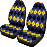 Black Yellow And Blue Argyle Print Universal Fit Car Seat Covers 102422
