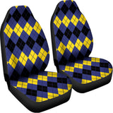 Black Yellow And Blue Argyle Print Universal Fit Car Seat Covers 102422